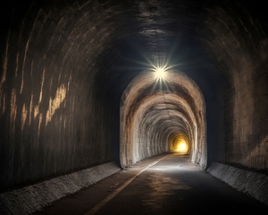 Photorealistic tunnel light spots 70 mm lens canon lens