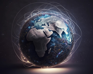 Photorealistic earth shown in universe cosmos variant